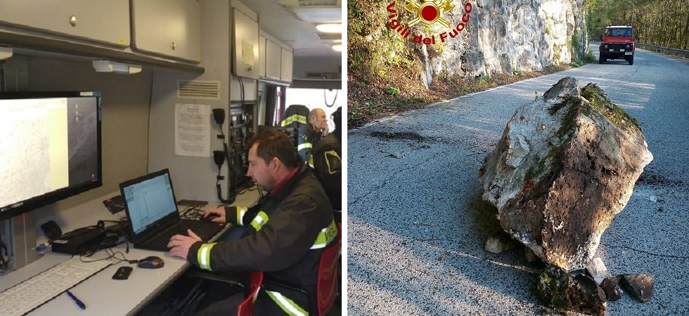 Prima il rombo poi l’incredibile tonfo: un grosso masso si schianta in mezzo alla strada